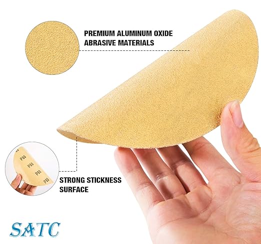 S SATC 100 PCS PSA Sanding Discs 6 Inch Adhesive Backed Sandpaper 80 Grit Sander Attachment for Drill Self Stick Aluminum Oxide Round Automotive Sandpaper with Sticky Back