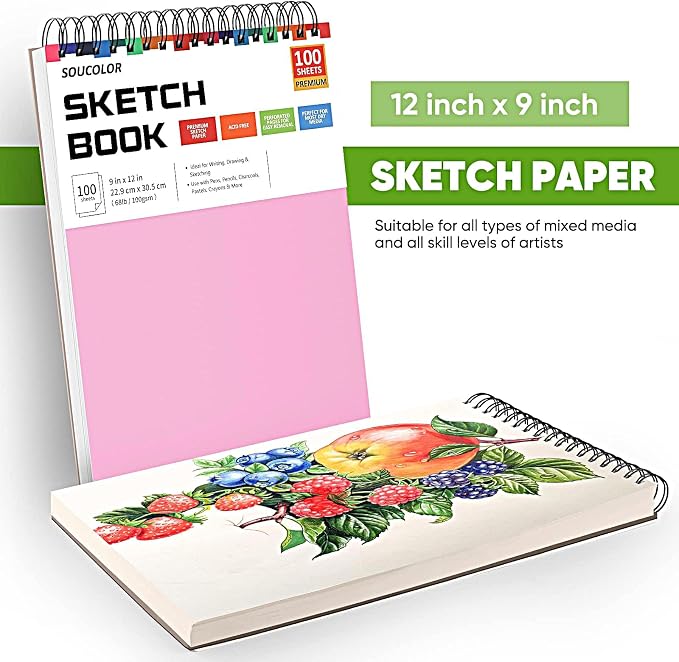 Soucolor Cute Sketch Book 9" x 12" Drawing Paper, 68lb Acid-free paper - Image 6