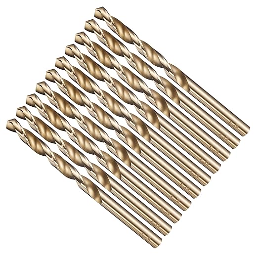 Drill Bit, 7/32" Cutting Diameter (5.556mm), 4241 HSS Gold 118° Cutting Angle Versatile Jobber Bits - (Applications: for Drilling Plastic Wood Soft Thin Metal), 10-Pieces