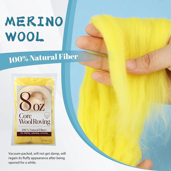 Core Wool for Needle Felting, 8 OZ Merino Wool Roving, Soft Felting Wool for - Image 3