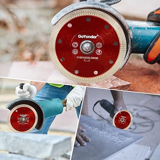 GoYonder 4 Inch Super Thin Diamond Tile Saw Blade for Angle Grinder, Dry Wet Cutting of Ceramic Tile, Concrete, Granite