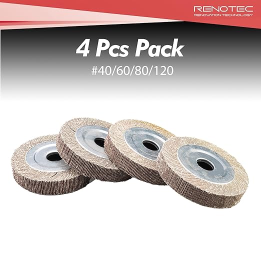6" x 1" x 1" Unmounted Flap Wheel Assorted 4 Pack Grit 40/60/80/120, Each 1 Pcs 4 Pcs Total, for Bench Grinder