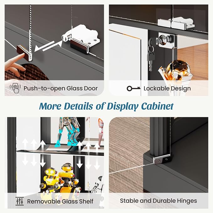 Dystler Display Cabinet with Glass Doors, RGB Lights - Image 6