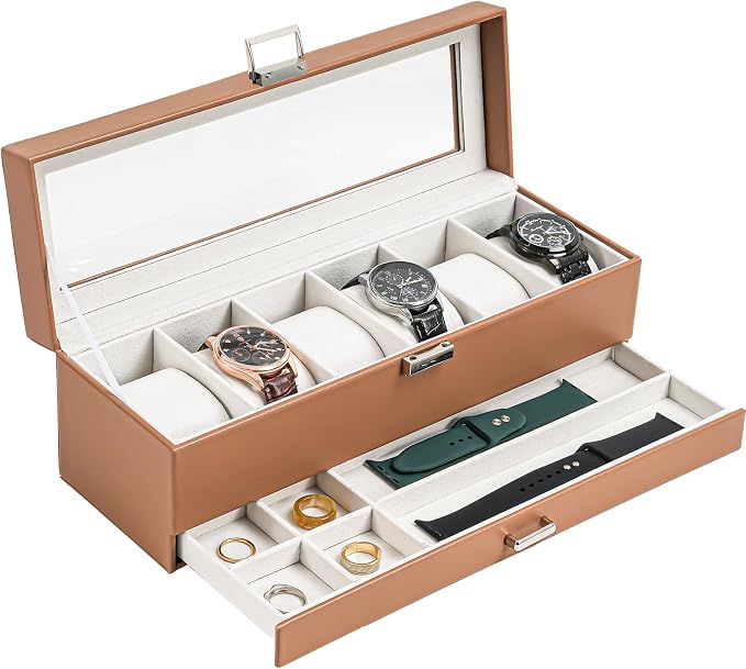 ProCase Watch Box, 6 Slot Watches Display Case by ProCase