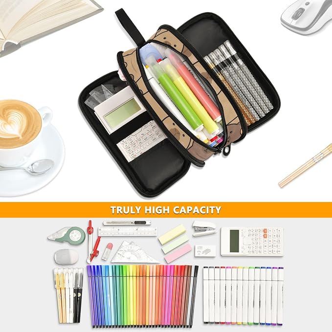 Custom Cute Capybara with Orange Pencil Case Box Boys Girls Personalized Name - Image 2