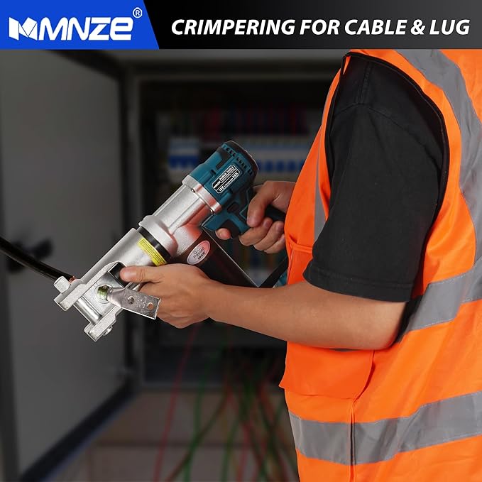 Electric Hydraulic Cable Lug Crimping Tool 8 AWG to 500 MCM Rechargeable Hydraulic Electrical Terminal Cable Lug Wire Crimping Crimper Tool Kits with 11 Dies