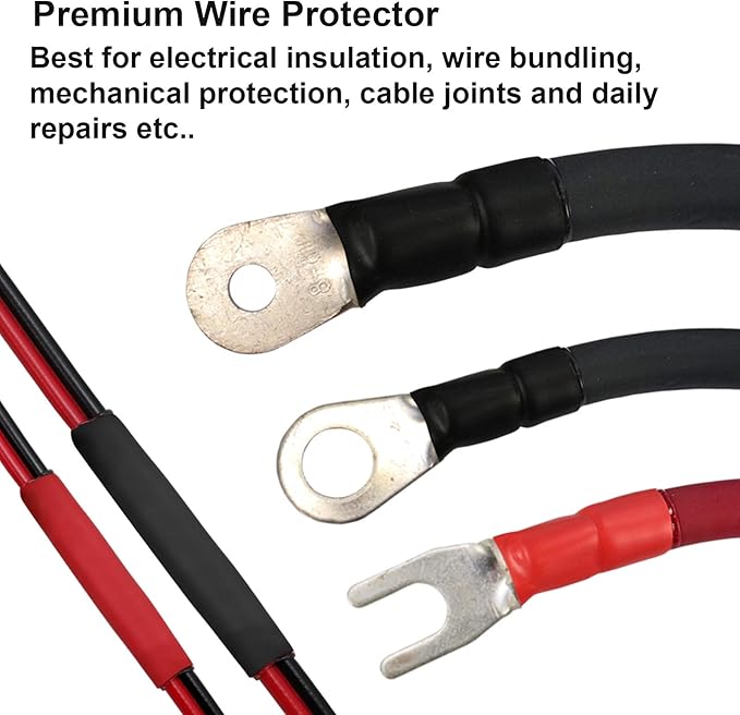 2 Pcs 1/2 inch (Diameter) Heat Shrink Tubing, 3:1 Adhesive-Lined Large Heat Wire Shrinkable Tube by MILAPEAK (4 Feet, Black & Red)