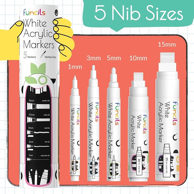 5 Acrylic White Paint Pens - Image 2