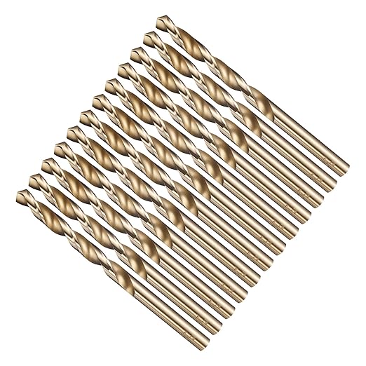 Drill Bit, 7/32" Cutting Diameter (5.556mm), 4241 HSS Gold 118° Cutting Angle Versatile Jobber Bits - (Applications: for Drilling Plastic Wood Soft Thin Metal), 12-Pieces