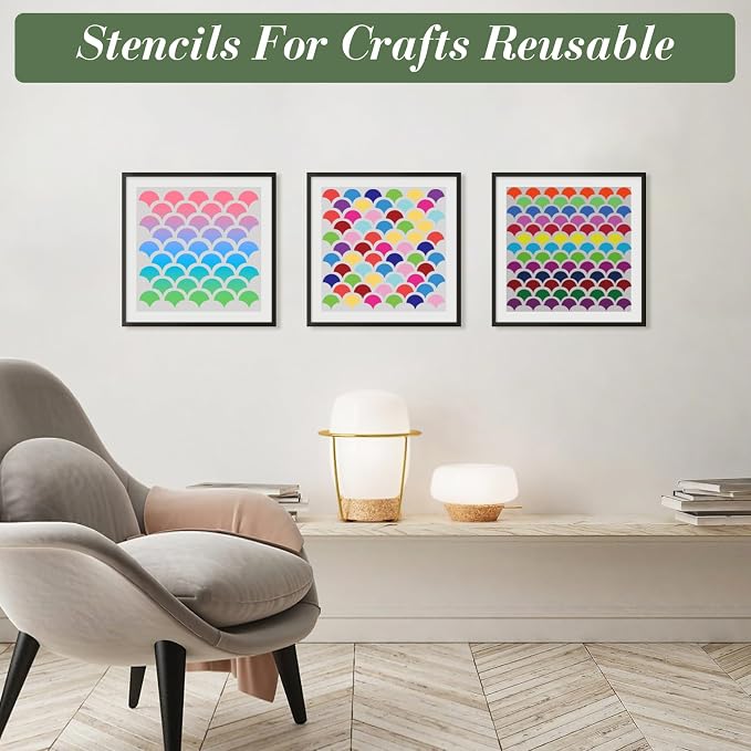 Texture Stencils for Crafts Reusable 9Pcs Stencils | DIY Art Painting Stencil - Image 2