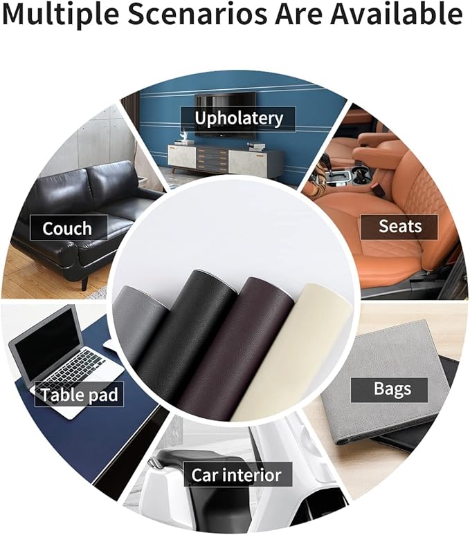 Self-Adhesive Leather Repair Patch Kit for Furniture, Sofa, Couch, Car Seats, 3.9X78.7 Inch Waterproof PU Vinyl Repair Tape, Strong Adhesive (Black)