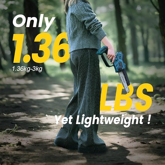 2-in-1 Chainsaw,Cordless Pole Saw,8 Inch&6 Inch Chain Saw with 4A Rechargeable Battery,Battery Powered Handheld Chainsaw for Tree Trimming and Wood Cutting