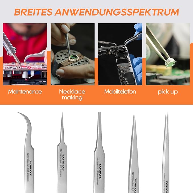 TOWOT Precision Tweezers, Stainless Steel Eagle Beak Tweezers - Image 3