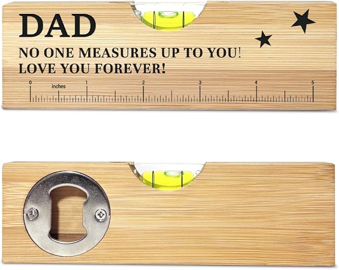 Christmas Gifts for Dad from Daughter Son Wooden Spirit Level, Fathers Day Birthday Gifts for Dad Grandpa Papa New Dad Daddy from Daughter Son Wooden Spirit Level Bottle Opener