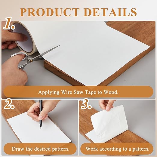 Tondiamo 2 Rolls Scroll Saw Tape for Woodworking Carving 8.5 Inch x 20 Feet Residue-Free Removable Woodworking Template Tape High Temperature Resistance for Mounting Boards Hardwood Woodworkers