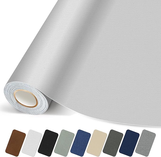 Canvas Repair Patch, 17X79 Inch Strong Sticky Fabric Repair Tape, Self-Adhesive Fabric Patch for Sofas, Tote Bags, Clothing, Car Seats, Furniture (White, 17X79 Inch)