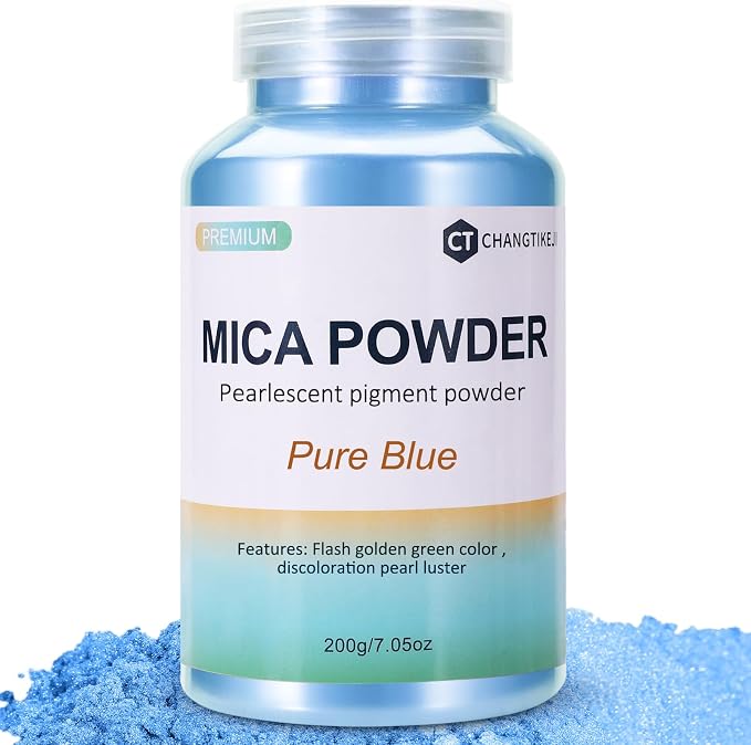 Mica Powder, 200g/7.14oz Large Jar, Pure Blue Mica Powder Pigment by CHANGTIKEJIWelcomeYouOrder