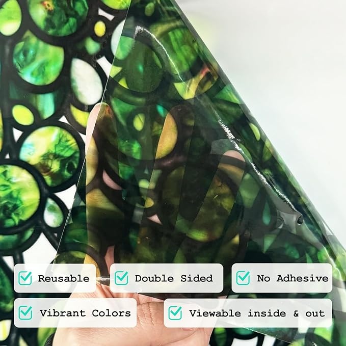 Original Hand Drawn Faux Stained Glass Window Hanging Clings，Double Sided See - Image 2