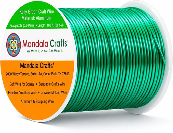 Mandala Crafts 22 Gauge Kelly Green Anodized Aluminum Craft Wire, 100 FT | by MandalaCrafts