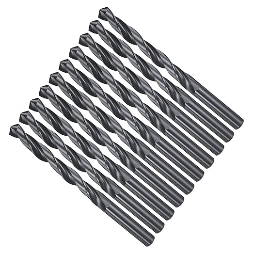 Drill Bit, 8.5mm Cutting Diameter, 4241 HSS Nitriding Black 118° Cutting Angle Versatile Jobber Bits - (Applications: for Drilling Plastic Wood Soft Metal), 10-Pieces