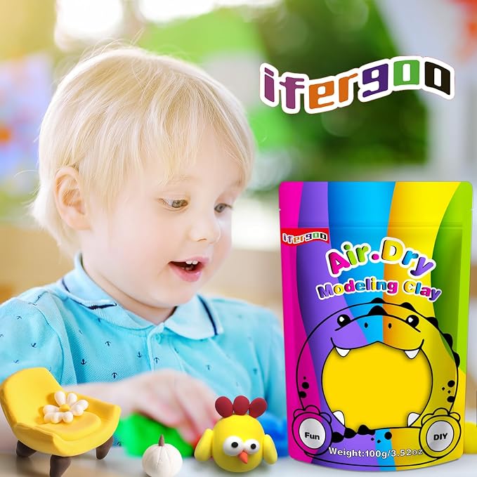 ifergoo Yellow Air Dry Clay, DIY Creative Modeling Clay - Image 4