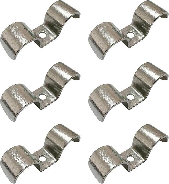 6pcs 20mm(7/9 inch) Double Line Clamp Heavy Duty 1 Hole Conduit Strap 304 Stainless Steel M-Type Pipe Strap For Wire Pipe Cord Installation