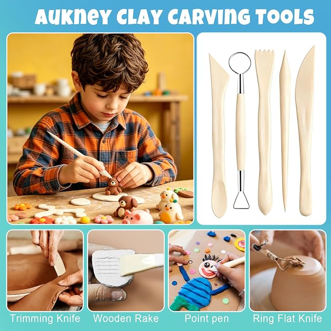 Aukney 100ML Air Dry Clay Varnish and 29pcs Tool Kit, High Gloss Air Dry Clay - Image 4