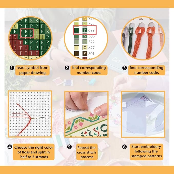 FREEBLOSS 11CT Stamped Cross Stitch Kits Folk Art House Pattern Cross Stitch - Image 4