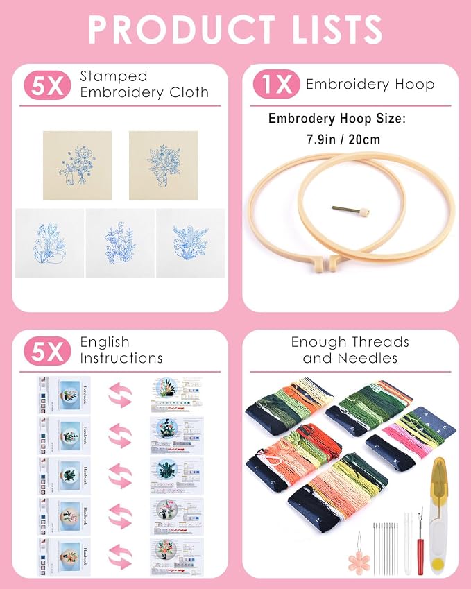 TINDTOP Embroidery Kit for Adults, Embroidery Kit for Beginners Include - Image 2
