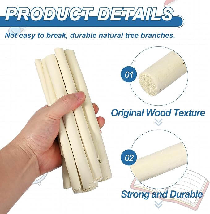 PATIKIL 25 Pcs 8inch Wood Log Sticks, 0.47-0.79inch in Diameter Natural - Image 3