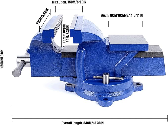 Bench Vise Heavy Duty, Table 6" Vise - Locking Base Clamp Cast Steel 360° Swivel Vice with Anvil, Table Clamp Pipe Lock Pliers Base Desktop for Woodworking Cutting Conduit Drilling, Sanding