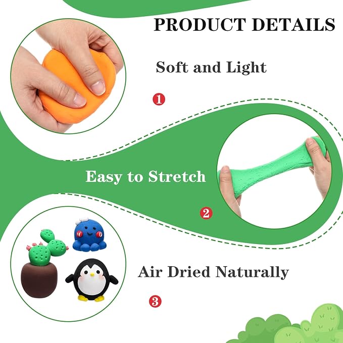 WinnerWhy 72 Pcs Air Dry Clay Bulk 38oz Air Dry Modeling Clay Soft DIY Ultra - Image 3