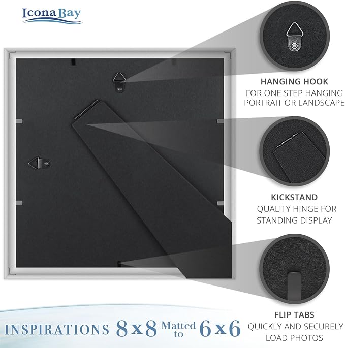 8x8 Picture Frames with 6x6 Mat, 6 Pack, Contemporary, Inspirations | These - Image 4