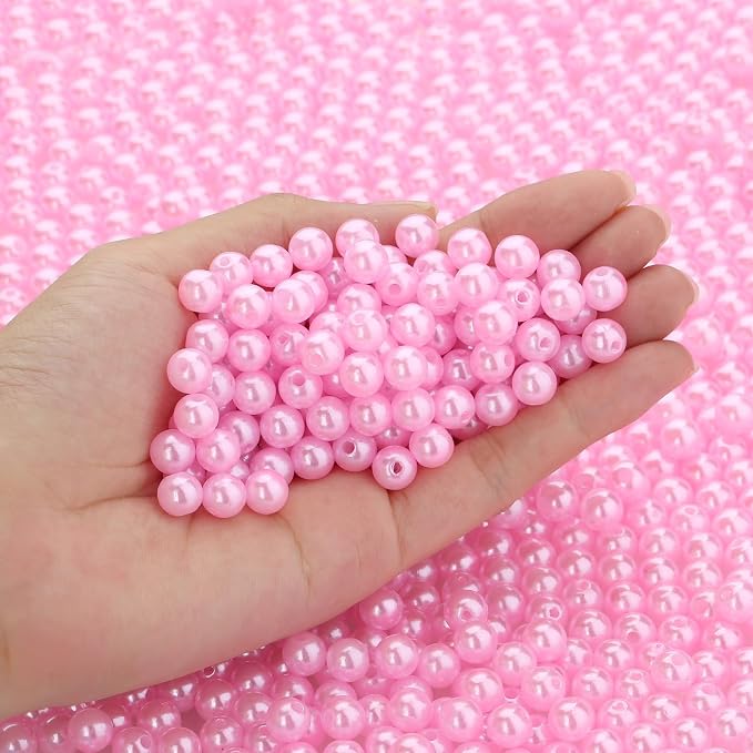DUQGUHO Pink Pearl Beads for Crafts 8mm Plastic Pearl Beads by DUQGUHO