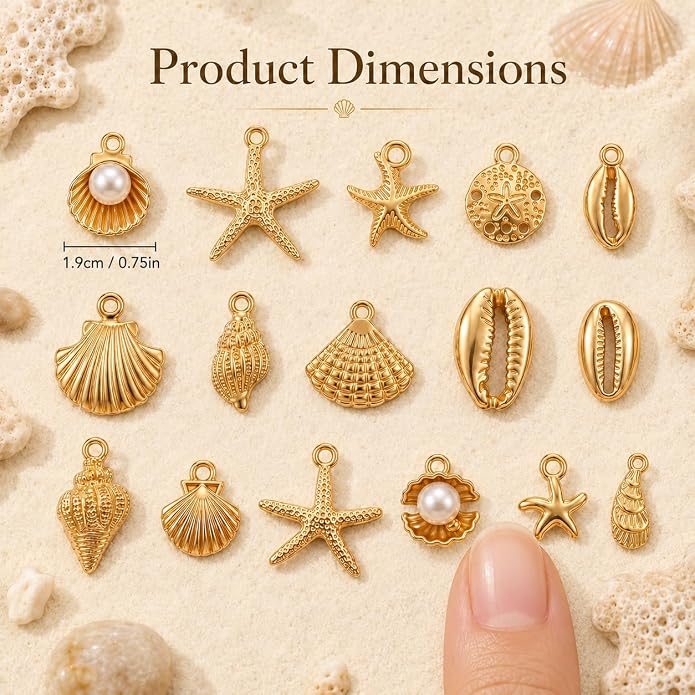 MAYNOS Gold Seashell Charms for Jewelry Making - Image 3