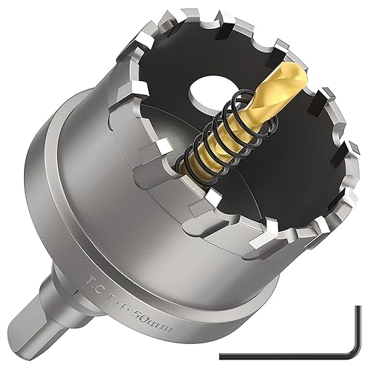 DAIMIT Hole Saw for Metal - Tungsten Carbide Tipped 1-31/32" Inch(50mm) Hole Cutter with Pilot Drill Bits for Stainless Steel, Iron, Copper, Brass - Heave Duty Hole Saw for High Precision Cutting