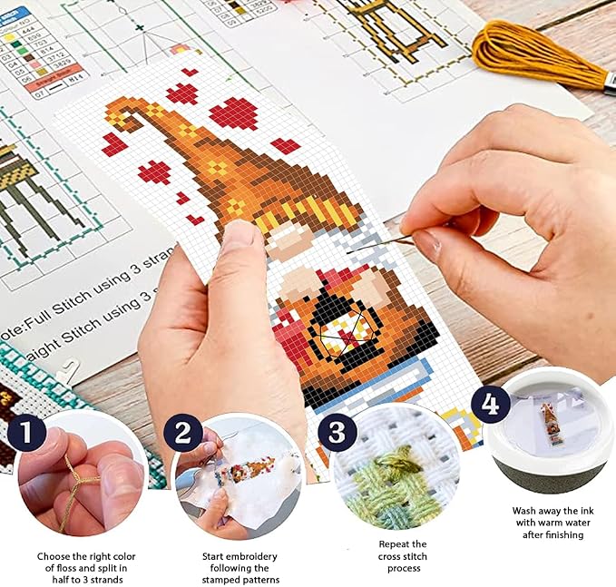 FREEBLOSS 6 Set Cross Stitch Bookmark Kit 11 CT Stamped Cross Stitch Kit DIY - Image 4