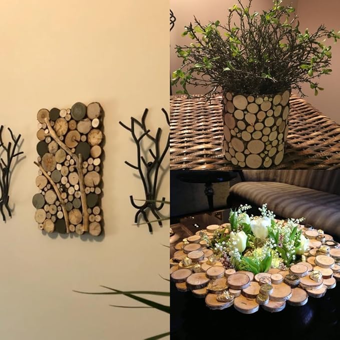Natural Wood Slices for Crafts, 1.2"-2.5" Mini Assorted Unfinished Wood Tree - Image 4