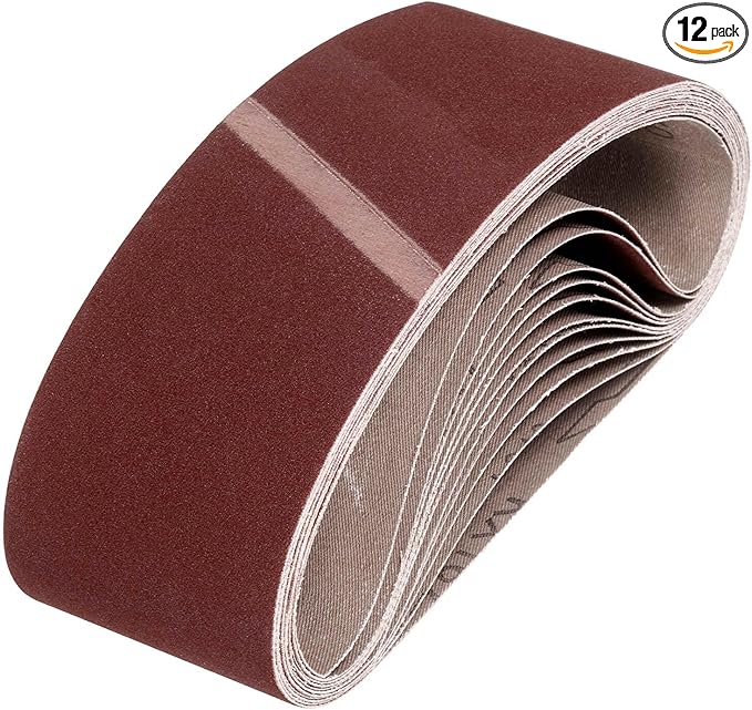 HARFINGTON 3 x 18 Inch Sanding Belts, 12 Pcs 240 Grits Aluminum Oxide Abrasive Belt Sander File Belt for Woodworking, Metal Polishing, Knife Sharpener