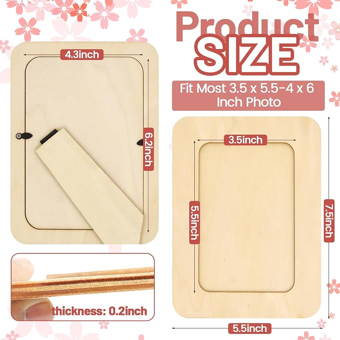 RYKOMO 24 Pack DIY Wooden Picture Frames - Image 2