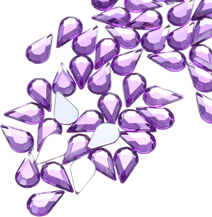 MECCANIXITY 50PCS Flat Back Acrylic Teardrop Gems 6x10mm Artificial Rhinestones - Image 4