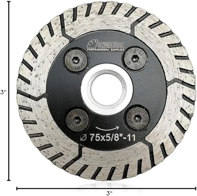 SHDIATOOL 3 Inch Granite Turbo Cutting Blades Two-in-One Design Cut Grind Sharpen Marble Concrete and Bricks