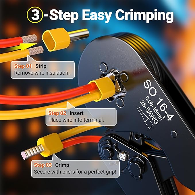 Preciva Ferrule Crimping Tool Kit - AWG 28-5 Self-Adjusting Ratchet Crimper with 1010Pcs Single & 265Pcs Twin Ferrules | Wire Terminal Connectors Kit