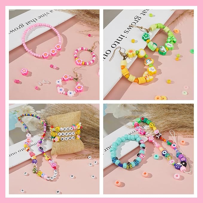 Gionlion 1000PCS Polymer Clay Beads Bracelet Making kit, 24 Style Cute Fun - Image 3