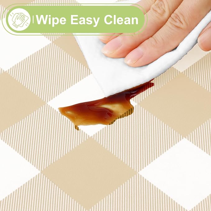 Smiry Rectangle Table Cloth, Waterproof Vinyl Tablecloth - Image 3