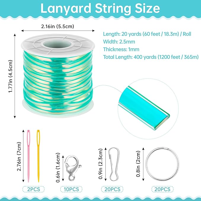 Lanyard String, 20 Rolls Gimp String, Plastic Strings Lacing Cord, Boondoggle - Image 4