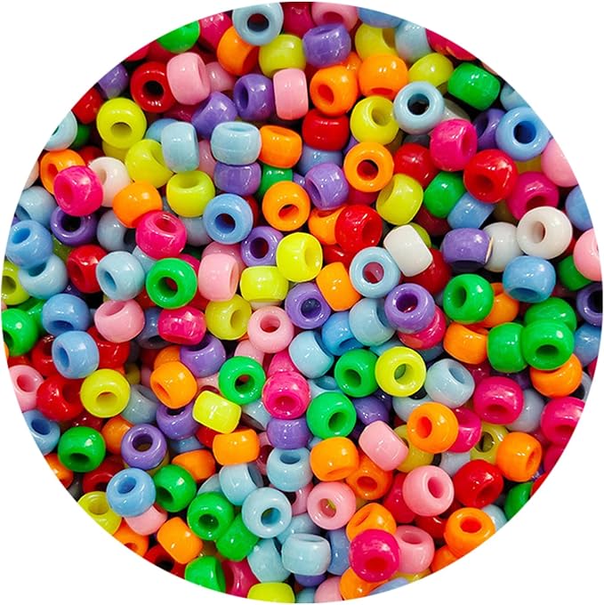 2000+ Pony Beads Bulk 6x9mm Multi-Colored Plastic Craft Beads Set, Bulk Hair by YUSLROB