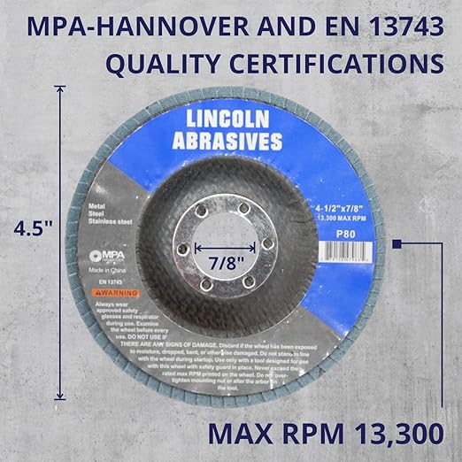 20 Pack Flap Discs 80 Grit 4.5" x 7/8" Sanding Wheels