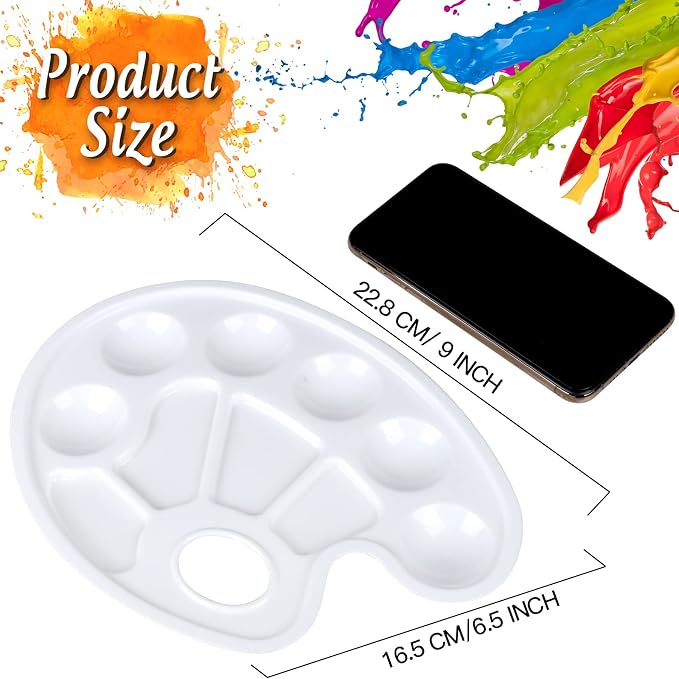 FANDAMEI Oval Paint Palette Tray, Plastic Paint Tray Palette, Painting Palette - Image 3