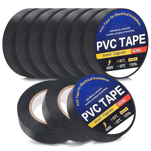 10 Pack Black Electrical Tape，0.70 in x 72ft，Waterproof High Temperature Electric Tape Weatherproof Home Outdoor Multipurpose Insulating Wire Wrapping